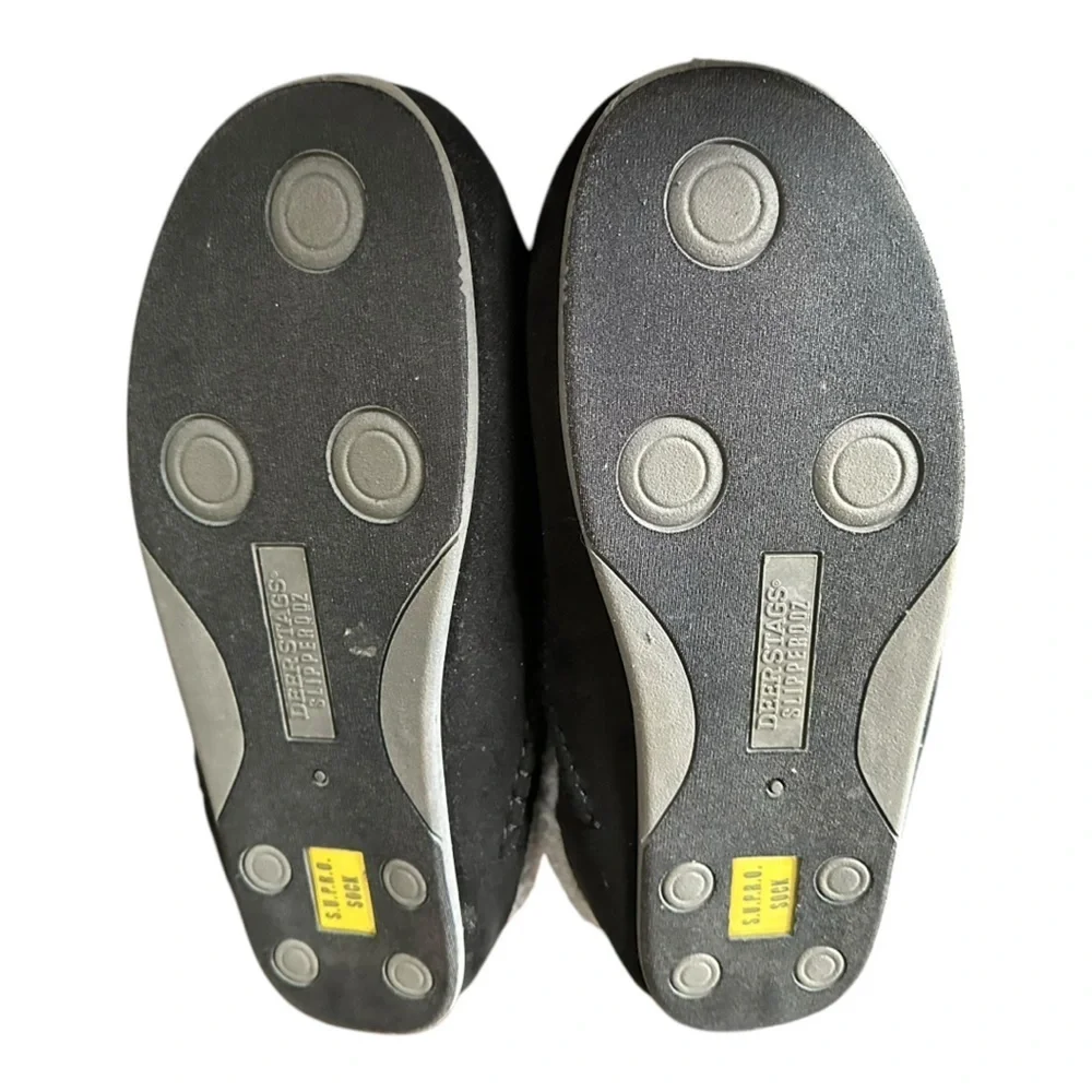 Deer Stags Men’s Nordic Faux Fur Flannel Slipper Indoor/Outdoor Sole Gray Sz 15